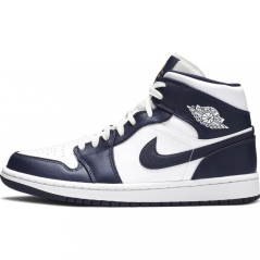 Air Jordan 1 Mid White Metallic Gold Obsidian