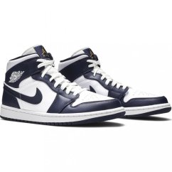 Air Jordan 1 Mid White Metallic Gold Obsidian